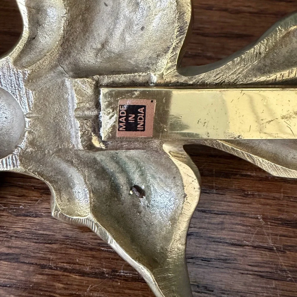 Vintage Solid Brass Pineapple Fleur De Lis Curtain Tie Back Holdback India Gold